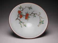 Load image into Gallery viewer, Pomegranate Falangcai Hand Painted Moon White Ruyao Teacup, 汝窑石榴月白杯, 80ml