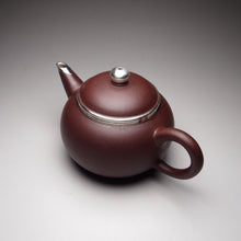 Load image into Gallery viewer, PRE-ORDER: Lao Zini Little Shuiping Yixing Teapot with Pure Silver Rim 包银老紫泥小水平 90ml