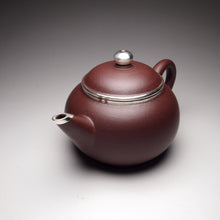 Load image into Gallery viewer, PRE-ORDER: Lao Zini Little Shuiping Yixing Teapot with Pure Silver Rim 包银老紫泥小水平 90ml