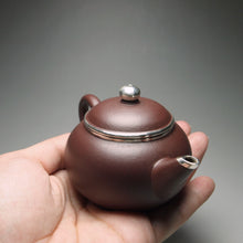Load image into Gallery viewer, PRE-ORDER: Lao Zini Little Shuiping Yixing Teapot with Pure Silver Rim 包银老紫泥小水平 90ml