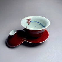 Load image into Gallery viewer, Jihong Glaze Qinghua Youlihong Lotus and Fish Jingdezhen Porcelain Gaiwan