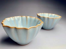 Load image into Gallery viewer, Pair of Matching 40ml Lotus Azure Ruyao Teacups, 天青汝窑茶杯