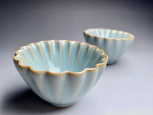 Load image into Gallery viewer, Pair of Matching 35ml Sea Shell Azure Ruyao Teacups, 天青汝窑茶杯
