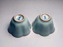Load image into Gallery viewer, Pair of Matching 30ml Morning Glory Azure Ruyao Teacups, 天青汝窑茶杯