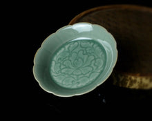 Load image into Gallery viewer, Celadon Porcelain Saucer with Peony Motif for Teapot or Gaiwan from Jingdezhen