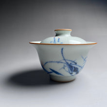 Load image into Gallery viewer, Qinghua Shrimp on Moon White Ruyao Gaiwan 青花月白汝窑盖碗