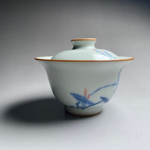 Load image into Gallery viewer, Qinghua Shrimp on Moon White Ruyao Gaiwan 青花月白汝窑盖碗