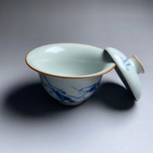 Load image into Gallery viewer, Qinghua Shrimp on Moon White Ruyao Gaiwan 青花月白汝窑盖碗