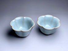Load image into Gallery viewer, Pair of Matching 30ml Morning Glory Azure Ruyao Teacups, 天青汝窑茶杯