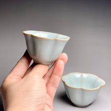 Load image into Gallery viewer, Pair of Matching 30ml Morning Glory Azure Ruyao Teacups, 天青汝窑茶杯
