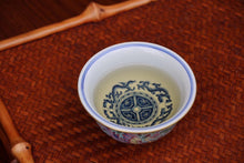 Load image into Gallery viewer, Dragon and Phoenix Falangcai Qinghua Jingdezhen Porcelain Teacup, 青花珐琅彩龙凤纹压手杯,100ml