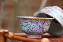 Load image into Gallery viewer, Dragon and Phoenix Falangcai Qinghua Jingdezhen Porcelain Teacup, 青花珐琅彩龙凤纹压手杯,100ml