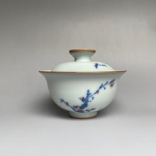 Load image into Gallery viewer, Plum Blossoms on Moon White Ruyao Gaiwan 汝窑月白盖碗