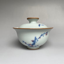 Load image into Gallery viewer, Plum Blossoms on Moon White Ruyao Gaiwan 汝窑月白盖碗