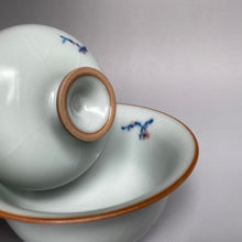 Load image into Gallery viewer, Plum Blossoms on Moon White Ruyao Gaiwan 汝窑月白盖碗