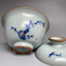 Load image into Gallery viewer, Plum Blossoms on Moon White Ruyao Gaiwan 汝窑月白盖碗
