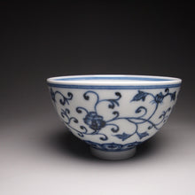 Load image into Gallery viewer, 120ml Wide Qinghua Flowers Fanggu Porcelain Teacup