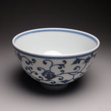 Load image into Gallery viewer, 120ml Wide Qinghua Flowers Fanggu Porcelain Teacup