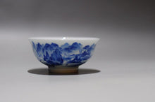 Load image into Gallery viewer, Wide Qinghua Guohua JIngdezhen Porcelain Tea Cup
