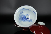 Load image into Gallery viewer, 110ml Jihong Glaze Qinghua Landscape Jingdezhen Porcelain Yulong Gaiwan