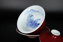 Load image into Gallery viewer, 110ml Jihong Glaze Qinghua Landscape Jingdezhen Porcelain Yulong Gaiwan