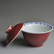Load image into Gallery viewer, 190ml Jihong glaze Blue-and-White at the rim handmade porcelain  Gaiwan Fanggu Technique