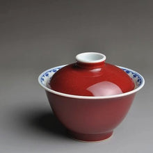 Load image into Gallery viewer, 190ml Jihong glaze Blue-and-White at the rim handmade porcelain  Gaiwan Fanggu Technique