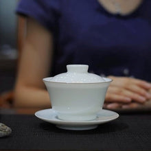 Load image into Gallery viewer, 180ml Big Horseshoe Tianbai with Brown Rim Jingdezhen Porcelain Gaiwan