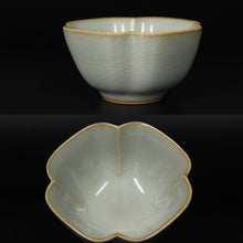 Load image into Gallery viewer, Pair of Matching 90ml Four Lobed Ruyao Sky Blue 天青 Tea Cups