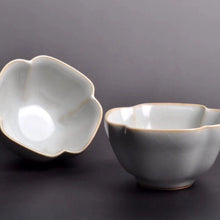 Load image into Gallery viewer, Pair of Matching 90ml Four Lobed Ruyao Sky Blue 天青 Tea Cups