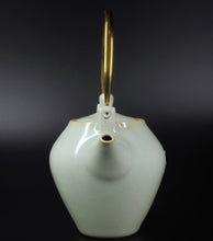 Load image into Gallery viewer, Brass Handle Tiliang Sky Blue Ruyao Teapot 天青 汝窑 提梁壶 220ml
