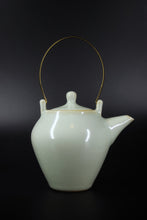 Load image into Gallery viewer, Brass Handle Tiliang Sky Blue Ruyao Teapot 天青 汝窑 提梁壶 220ml