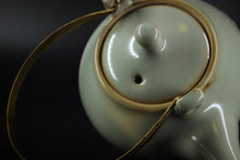 Load image into Gallery viewer, Brass Handle Tiliang Sky Blue Ruyao Teapot 天青 汝窑 提梁壶 220ml