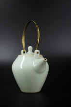 Load image into Gallery viewer, Brass Handle Tiliang Sky Blue Ruyao Teapot 天青 汝窑 提梁壶 220ml