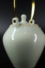 Load image into Gallery viewer, Brass Handle Tiliang Sky Blue Ruyao Teapot 天青 汝窑 提梁壶 220ml