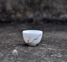 Load image into Gallery viewer, 45ml Plum Flower Youzhongcai Jingdezhen white porcelain egg cup.
