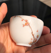 Load image into Gallery viewer, 45ml Plum Flower Youzhongcai Jingdezhen white porcelain egg cup.