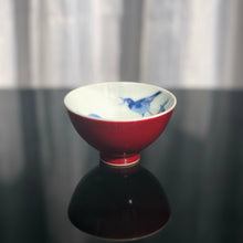 Load image into Gallery viewer, 116ml Fanggu Technique Jihong and Qinghua Porcelain Bird on Branch Cup