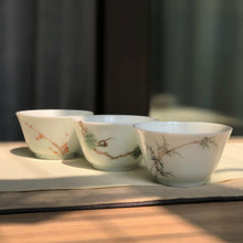 Load image into Gallery viewer, youzhongcai Pines Bamboo and Plum Blossoms Jingdezhen Porcelain 3 Teacup Set