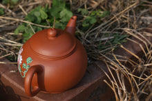 Load image into Gallery viewer, Zhuni 朱泥 Shuiping Yixing Teapot with Diancai Painting, 145ml