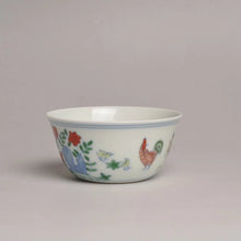 Load image into Gallery viewer, Wood Fired Jingdezhen Porcelain Doucai Meiyintang Chicken Tea Cup 柴烧斗彩鸡缸杯, 95ml