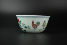 Load image into Gallery viewer, Wood Fired Jingdezhen Porcelain Doucai Meiyintang Chicken Tea Cup 柴烧斗彩鸡缸杯, 95ml