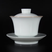 Load image into Gallery viewer, 150ml Master's Jingdezhen Porcelain Gaiwan with brown rim