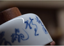 Load image into Gallery viewer, Calligraphy Blanc de Chine Porcelain Tea Caddy (Wooden Lid), 350ml