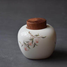 Load image into Gallery viewer, Peaches Motif Large Blanc de Chine Porcelain Tea Caddy (Wooden Lid), 600ml
