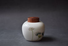 Load image into Gallery viewer, Lotus Motif Large Blanc de Chine Porcelain Tea Caddy (Wooden Lid), 600ml