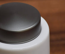 Load image into Gallery viewer, Tall Blanc de Chine Porcelain Tea Caddy with Calligraphy (Titanium Alloy Lid), 560ml