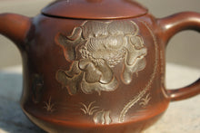 Load image into Gallery viewer, 220ml Zizhong Nixing Teapot with Lotus Carving by Li Changquan and Characters by Qiu Yi Feng
