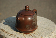 Load image into Gallery viewer, 220ml Zizhong Nixing Teapot with Lotus Carving by Li Changquan and Characters by Qiu Yi Feng