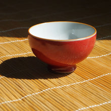 Load image into Gallery viewer, Wide Red Ruyao Teacup 善窑汝窑霁红压手杯 100ml